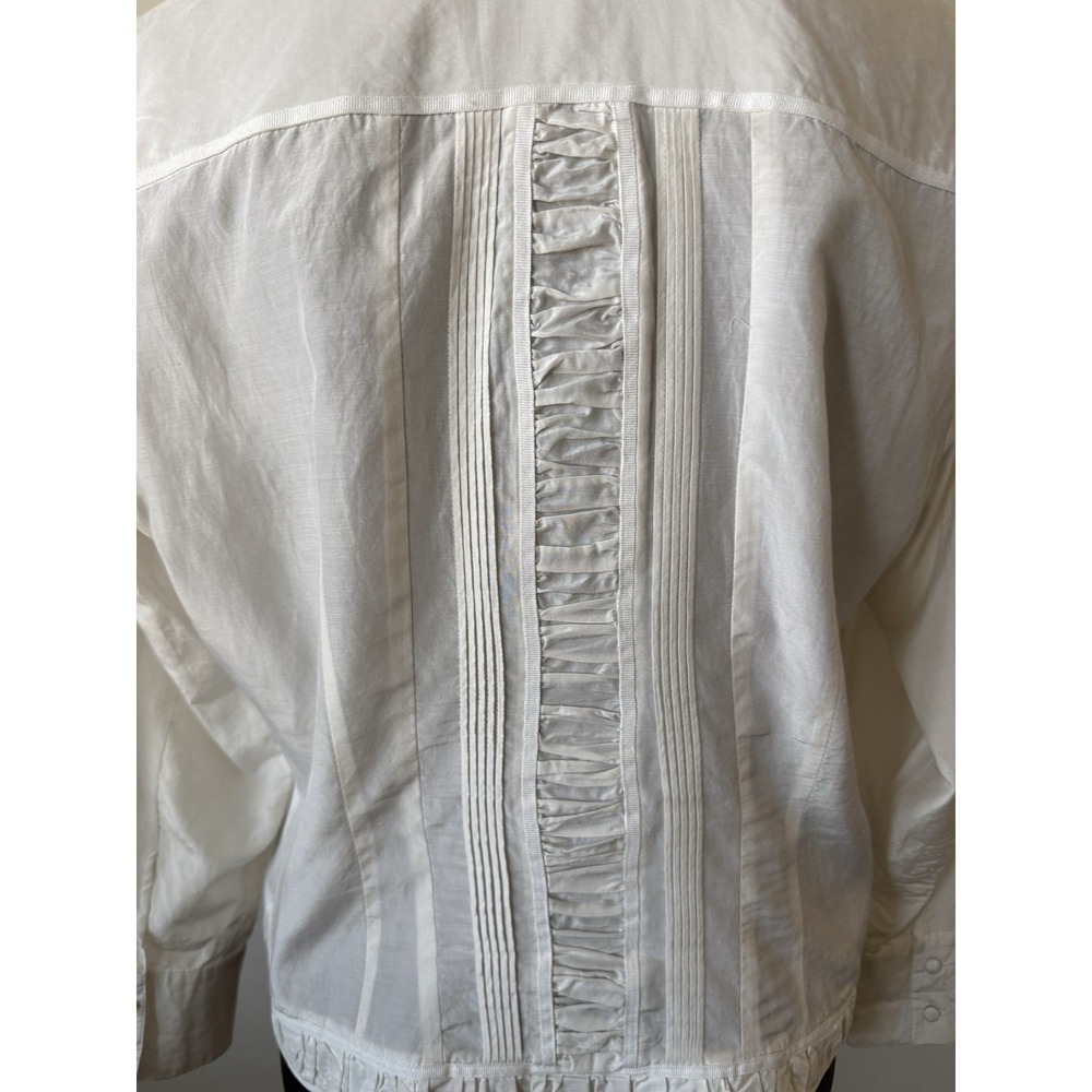 Coldwater Creek Women's PL Silk Blend Ivory Whimsy Ruching Jacket Petite - Picture 9 of 16